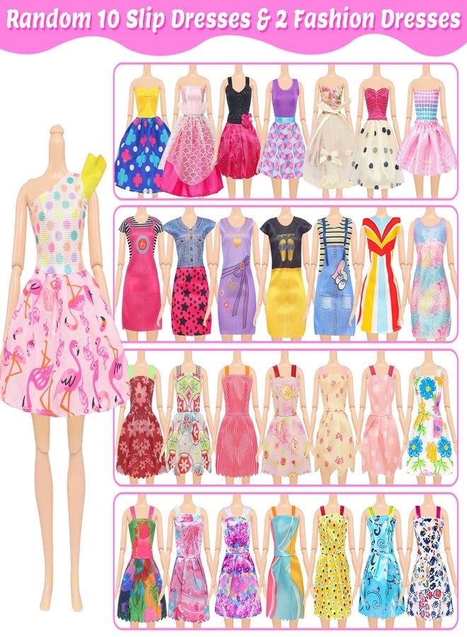 Ecore Fun 101 Pcs Doll Clothes and Accessories Set for 11.5 Inch Dolls - 5 Wedding Gowns 12 Fashion Dresses 2 Tops 2 Pants 2 Swimsuits 10 Shoes and Other Accessories Dress up Toys for Girls Kids - Image 5